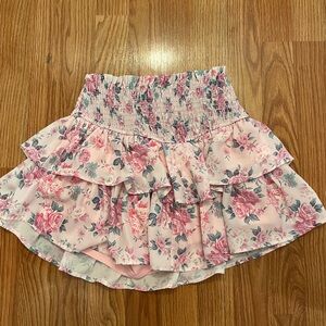 Altar'd State Pink Floral A-Line Skirt